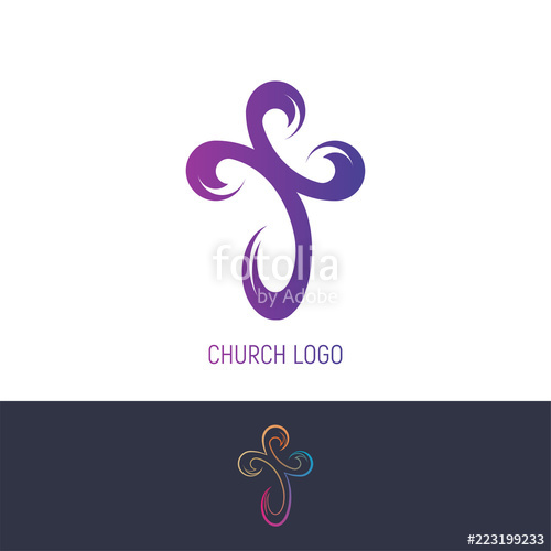 500x500 Abstract Christian Cross Logo Vector Template. Church Logo. Stock