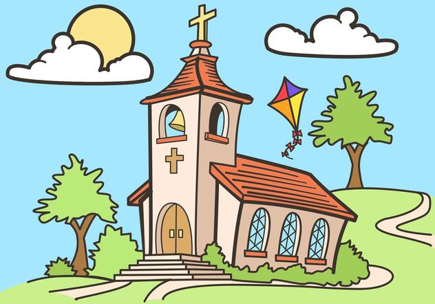 632x442 Country Church Vector Drawing Free Free Vector Download 149533