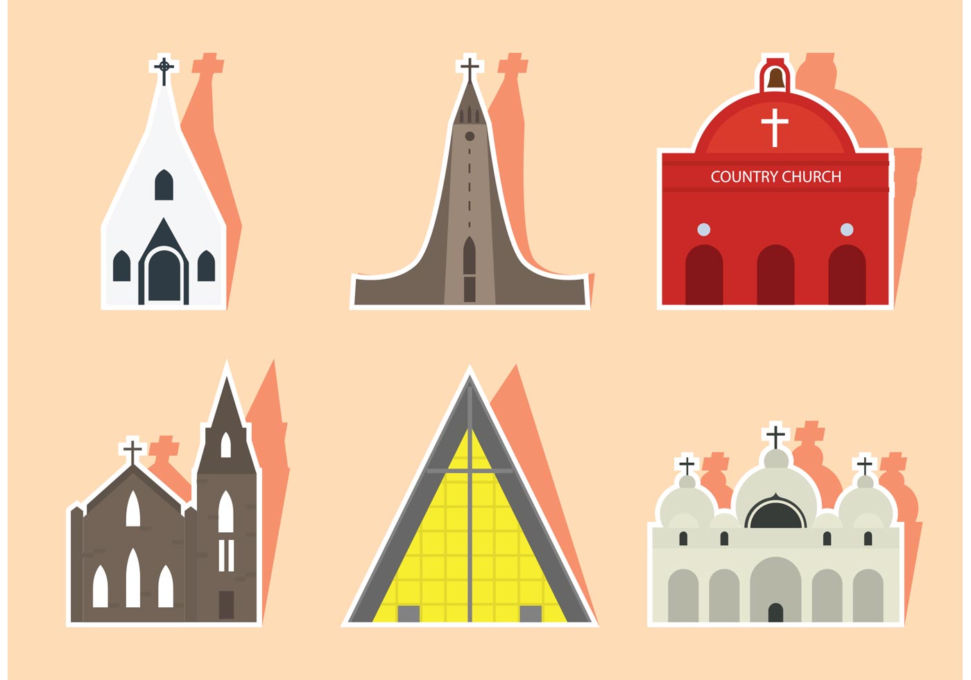 1400x980 Flat Church Vectors