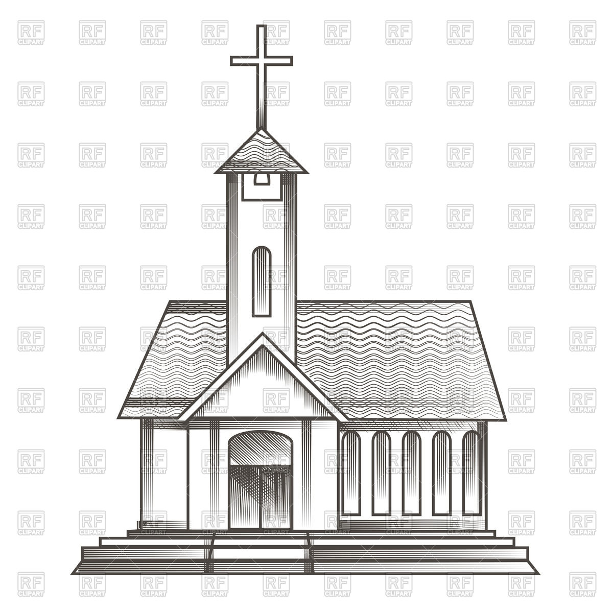 1200x1200 Catholic Church Drawn In Engraving Style Vector Image Vector