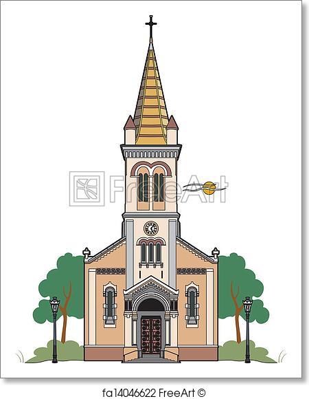 450x580 Free Art Print Of Catholic Church. Vector Illustration Of A