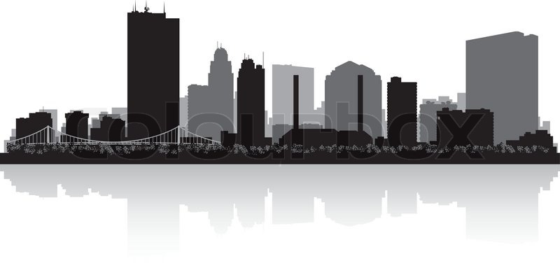 800x376 Toledo Ohio City Skyline Vector Silhouette Illustration Stock