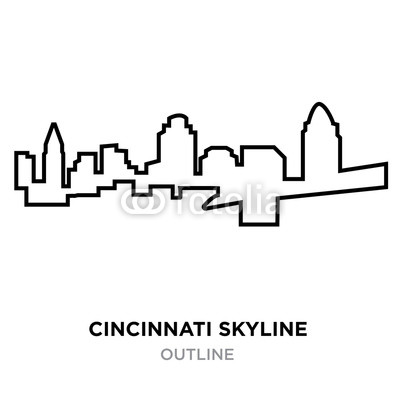 400x400 Cincinnati Skyline Outline On White Background, Vector