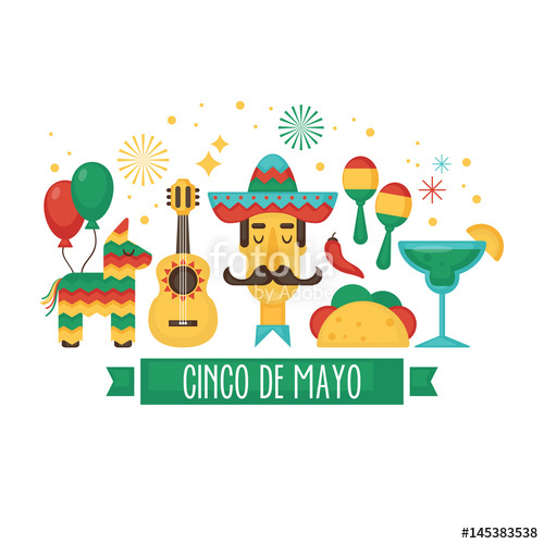 500x500 Cinco De Mayo Mexican Holiday Banner, Poster, Party Invitation And