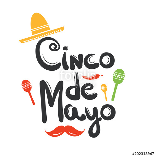 497x500 Cinco De Mayo Mexican Card. Hand Lettering. Vector Illustration