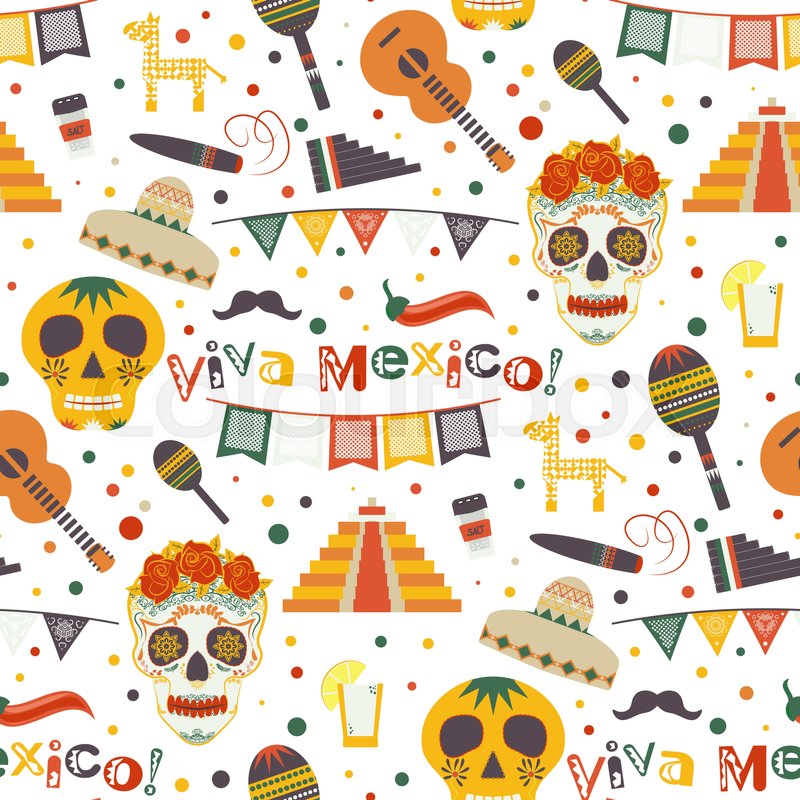 800x800 Cinco De Mayo Vector Seamless Pattern With Traditional Mexican