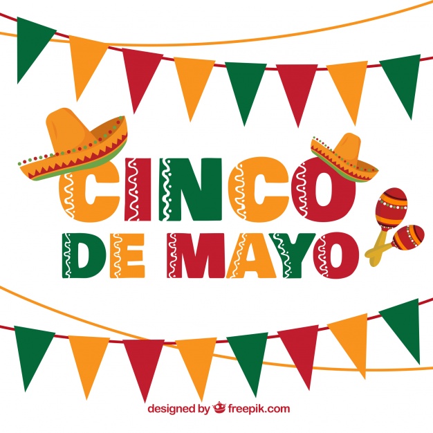 626x626 Cinco De Mayo Background With Garlands And Mexican Hats Vector