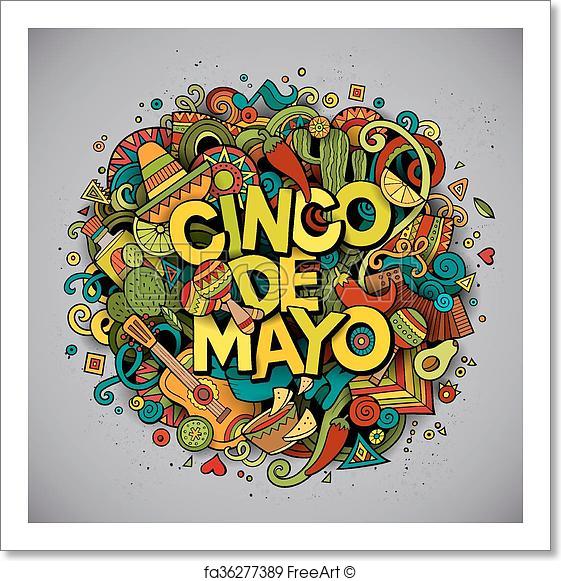 561x581 Free Art Print Of Cinco De Mayo. Cartoon Vector Hand Drawn Doodle