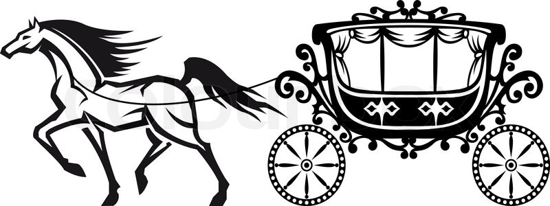 800x300 Horse With Vintage Carriage Stock Vector Colourbox