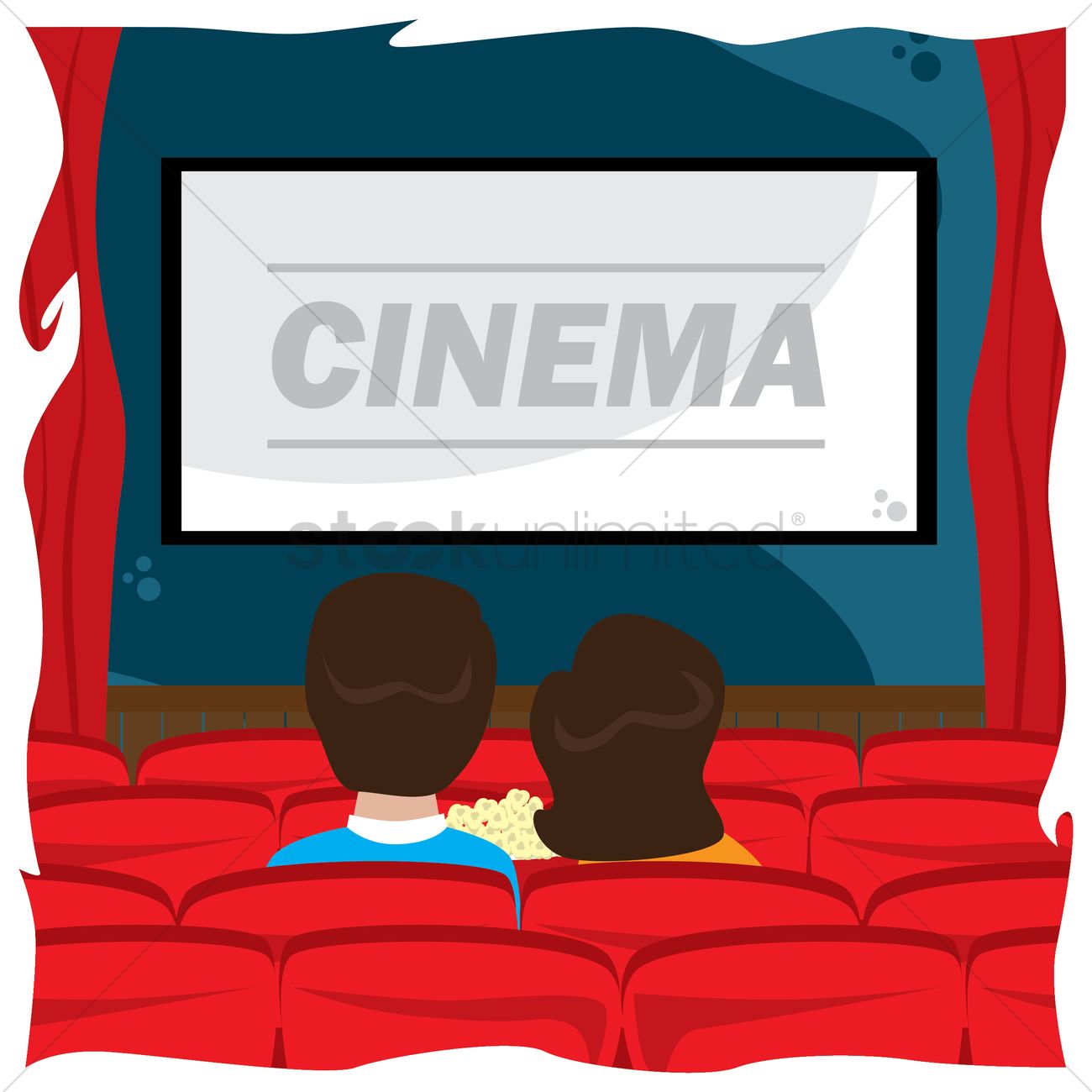 1300x1300 Couple Watching Cinema Vector Image