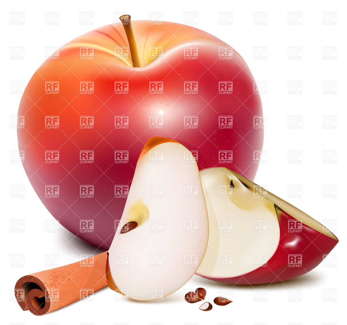 1200x1127 Ripe Red Apple Slices And Cinnamon Vector Image Vector Artwork