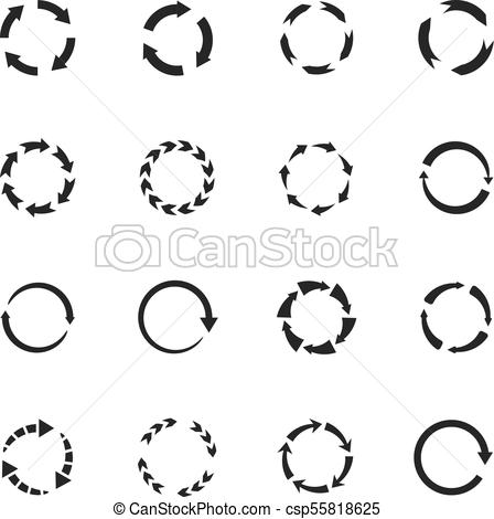 448x470 Round Motion Arrow Vector Symbols. Circle Arrows Icons. Round