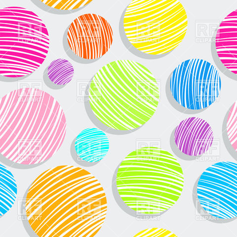 480x480 Colorful Hatched Paper Circles Seamless Background Vector Image