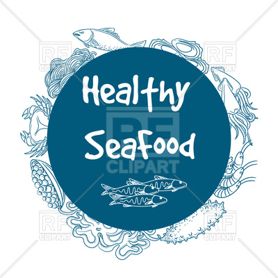 400x400 Healthy Seafood Circle Banner Vector Image Vector Artwork Of