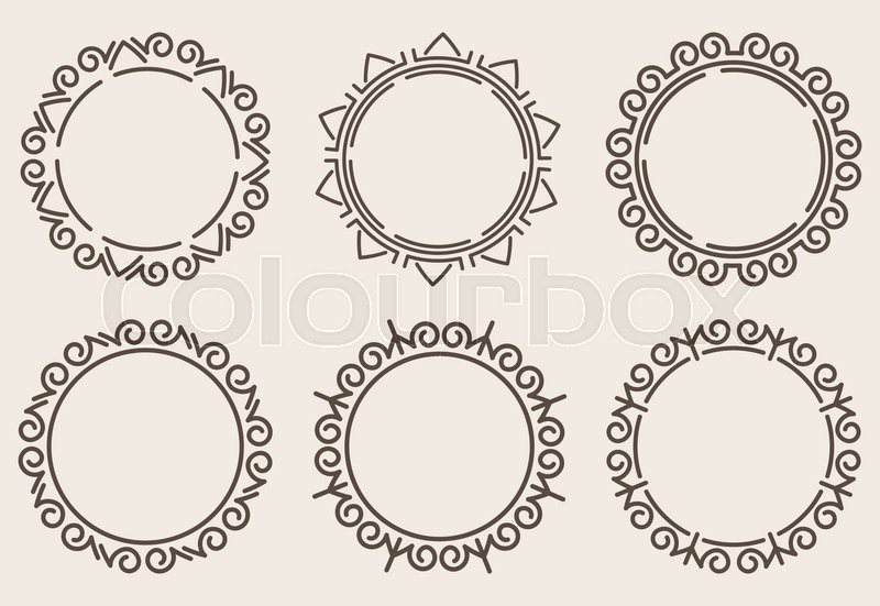 800x551 Set Of Six Decorative Round Borders. Stock Vector Colourbox