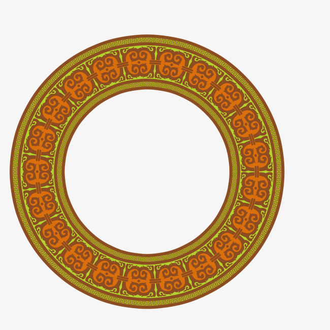 650x651 Vector Yellow Green Chinese Circle Border, Chinese Vector, Circle