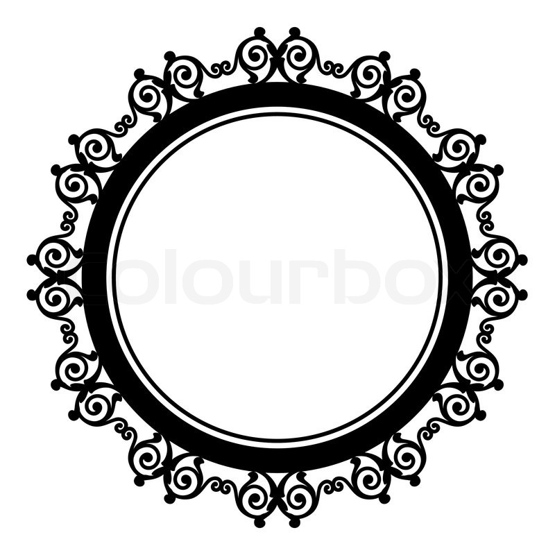 800x800 Circle Baroque Border With Leafs.victorian Frame. Stock Vector