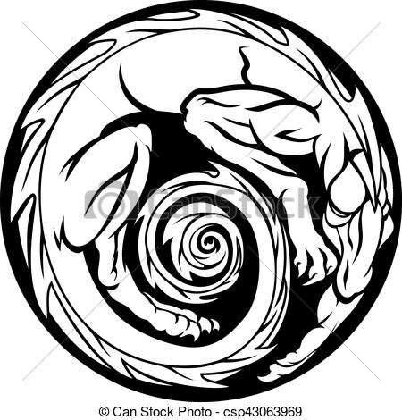 450x470 Dragon Circle Design. An Abstract Dragon In A Circular Circle Design.