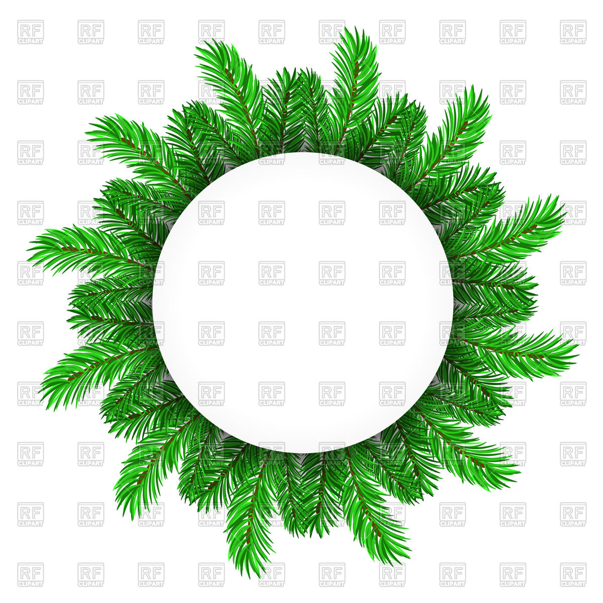 1200x1200 Green Fir Tree Circle Frame Vector Image Vector Artwork Of