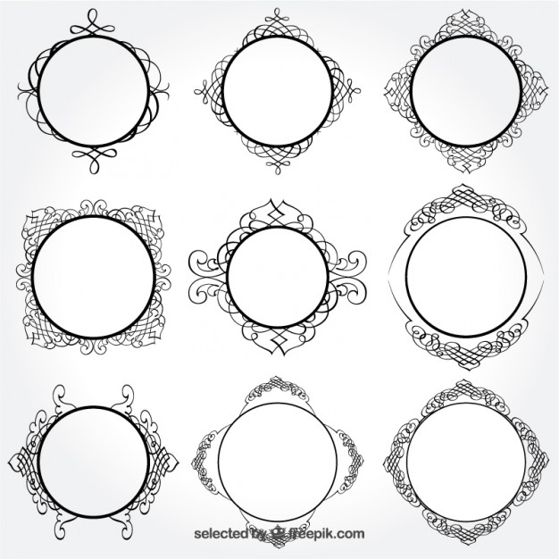 626x626 Retro Round Frames Vector Free Download