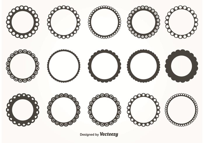 700x490 Round Scalloped Vector Frames
