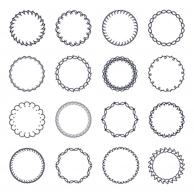 626x626 Vintage Circle Frame Vector Set Vector Premium Download