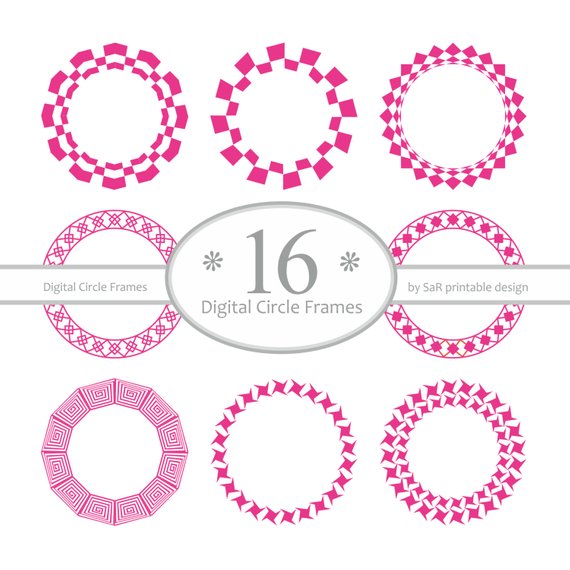 570x570 Digital Round Frames Digital Circle Frame Vector Frames Etsy