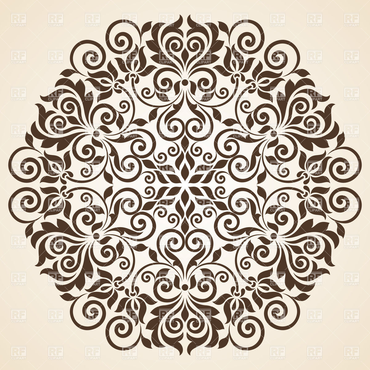 1200x1200 Round Floral Curly Ornament Vector Image Vector Artwork Of