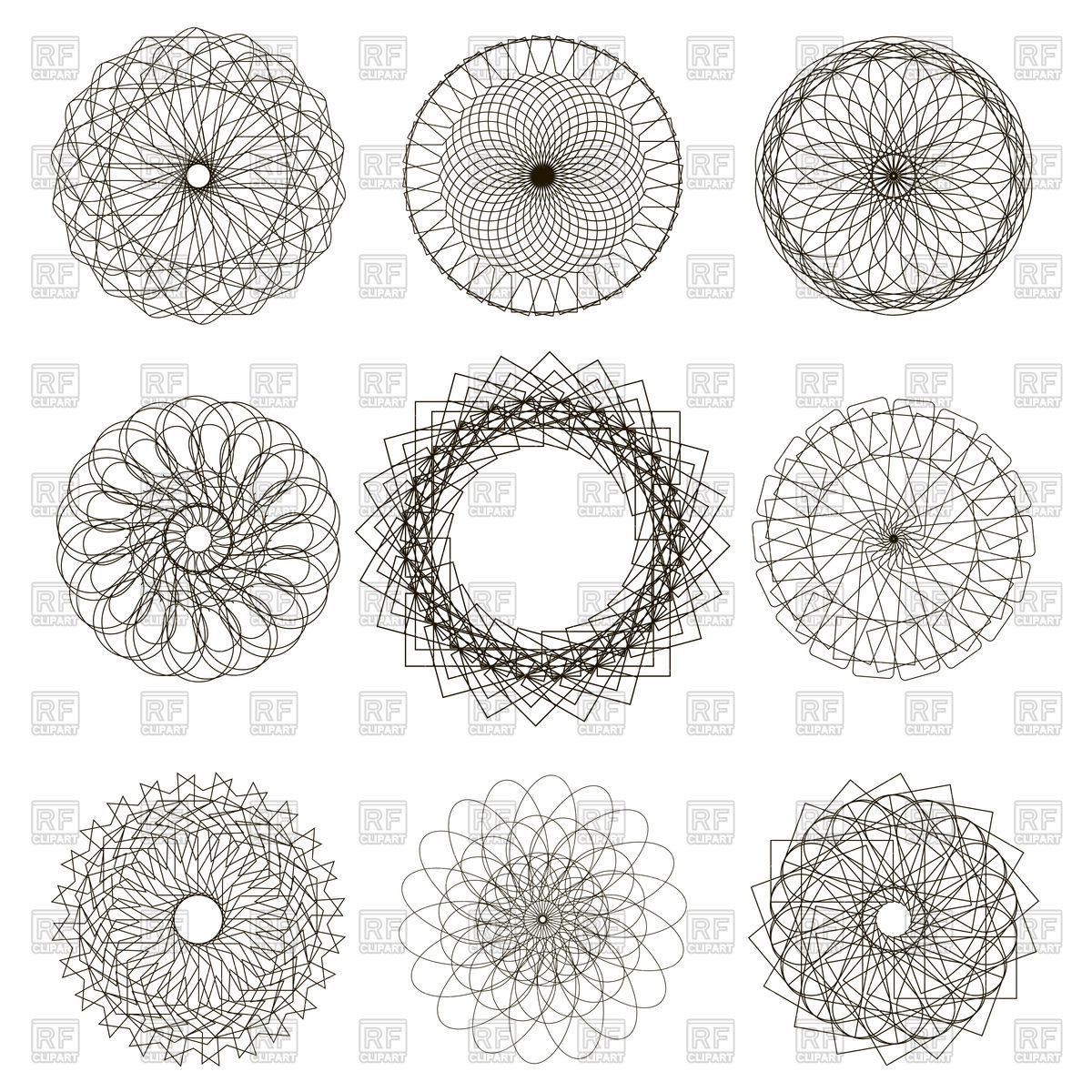 1200x1200 Set Of Circle Geometric Ornaments Vector Image Vector Artwork Of