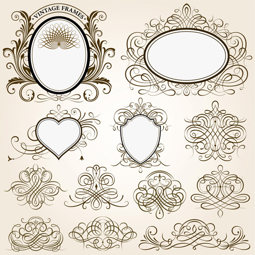 500x500 Vintage Frames With Calligraphic Ornaments Vector 01 Free Download