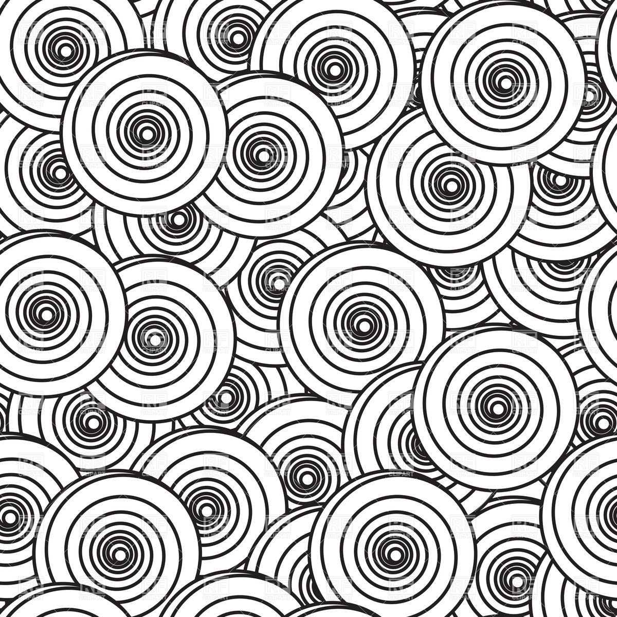 1200x1200 Black And White Background With Spiral Circles Vector Image