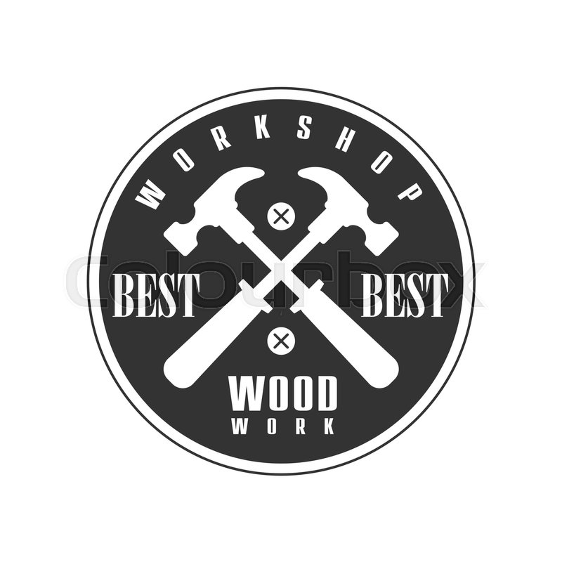 800x800 Crossed Hammers In Round Frame Premium Quality Wood Workshop