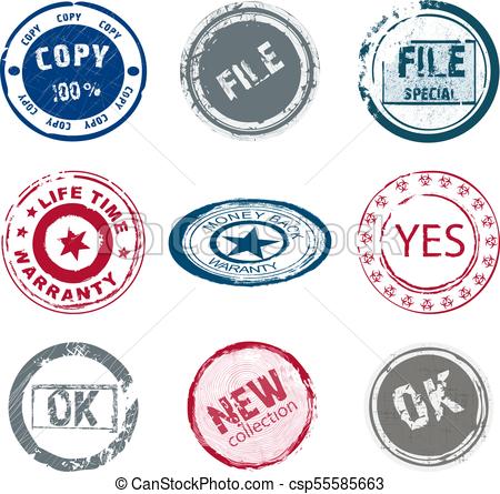 450x445 Set Of 9 Old Round Stamp. Vintage Round Stamps Color. Use The