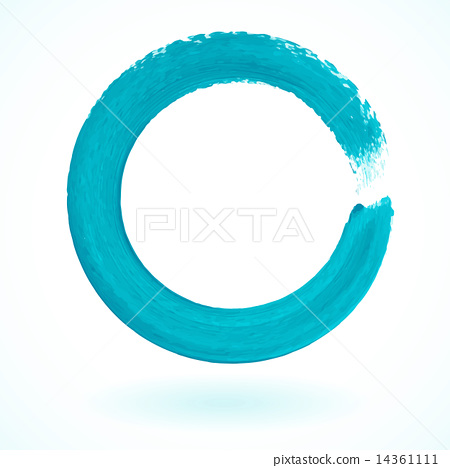450x468 Turquoise Paintbrush Circle Vector Frame