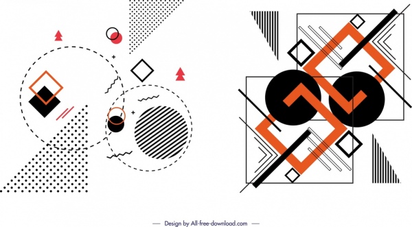 600x331 Abstract Background Templates Flat Circles Squares Triangles