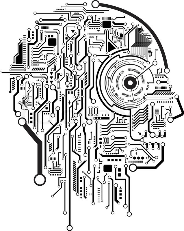 637x800 Circuit Abstract Human Head Vector Background Stock Vector