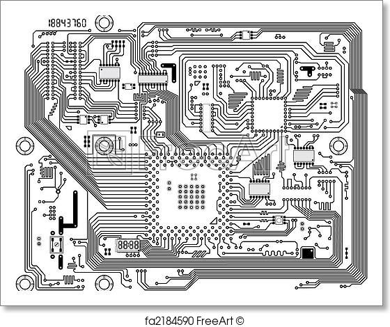 560x470 Free Art Print Of Electronic Modern Circuit Board Vector