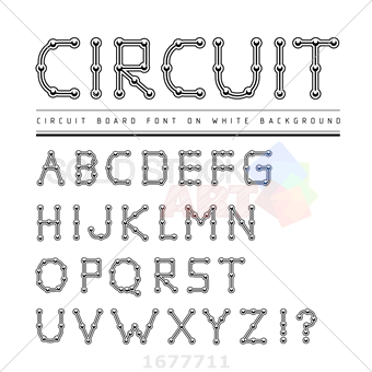 340x340 Stock Illustration Of Font Stylized Track Electronic Circuit Board