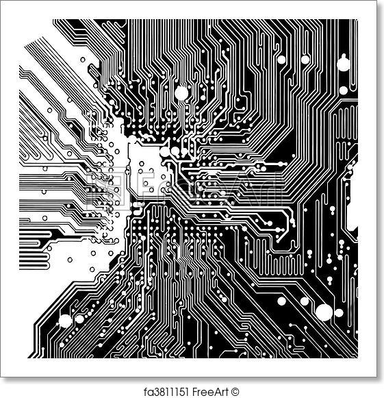 561x581 Free Art Print Of Computer Circuit Board (Vector). Computer