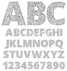 236x252 Letter C Circuit Board On White Background Vector Art Illustration