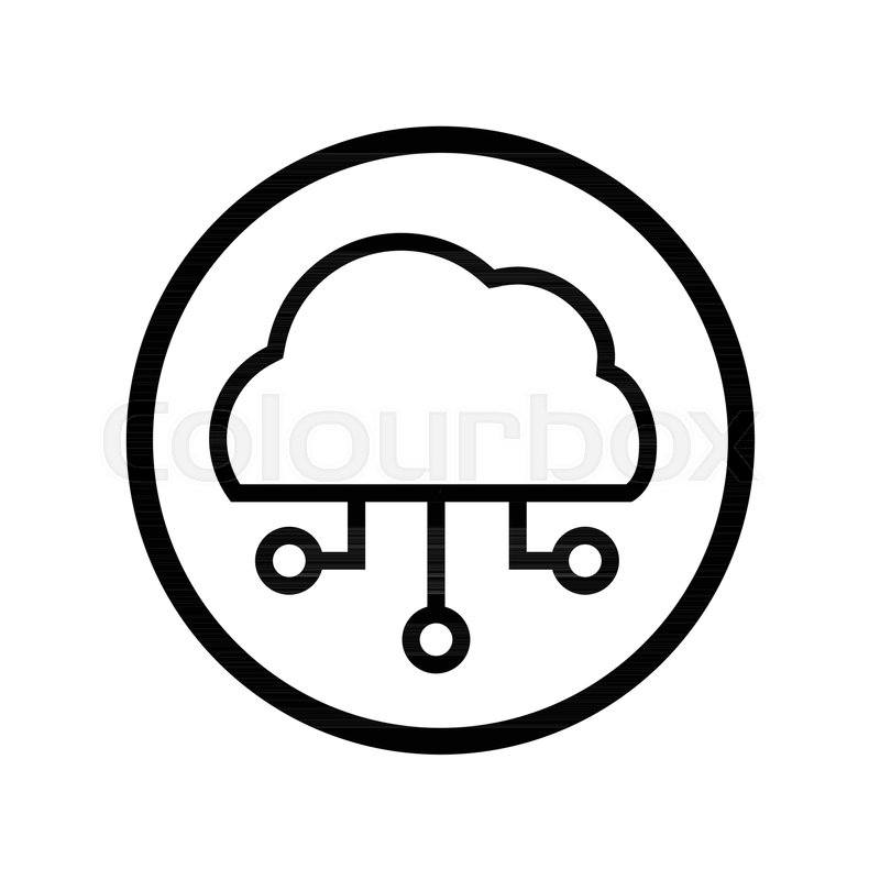 800x800 Cloud Icon With Circuit Pattern In Circle, Iconic Symbol Inside A