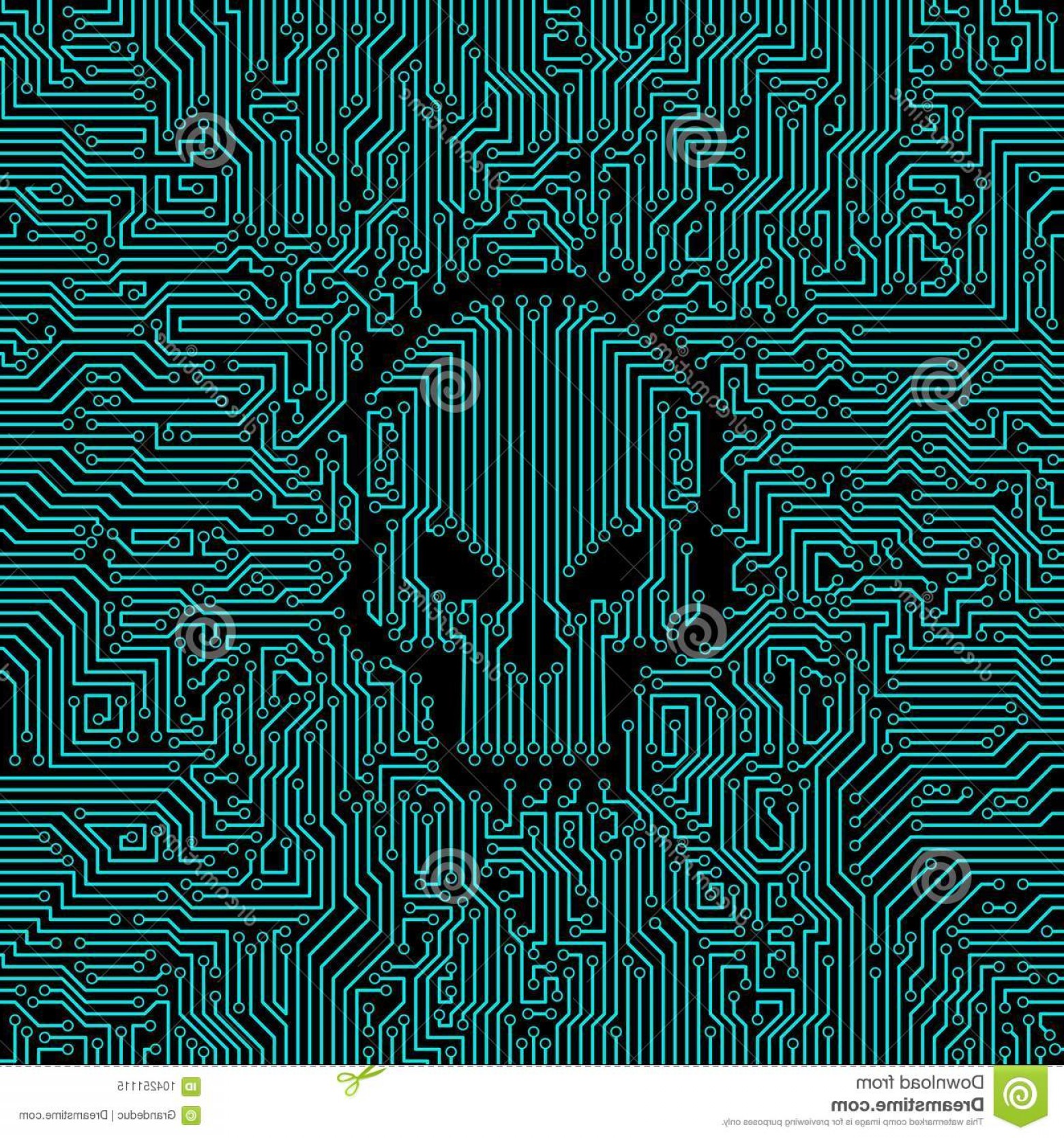1560x1668 Circuit Board Skull Vector Illustration Abstract Computer Pattern