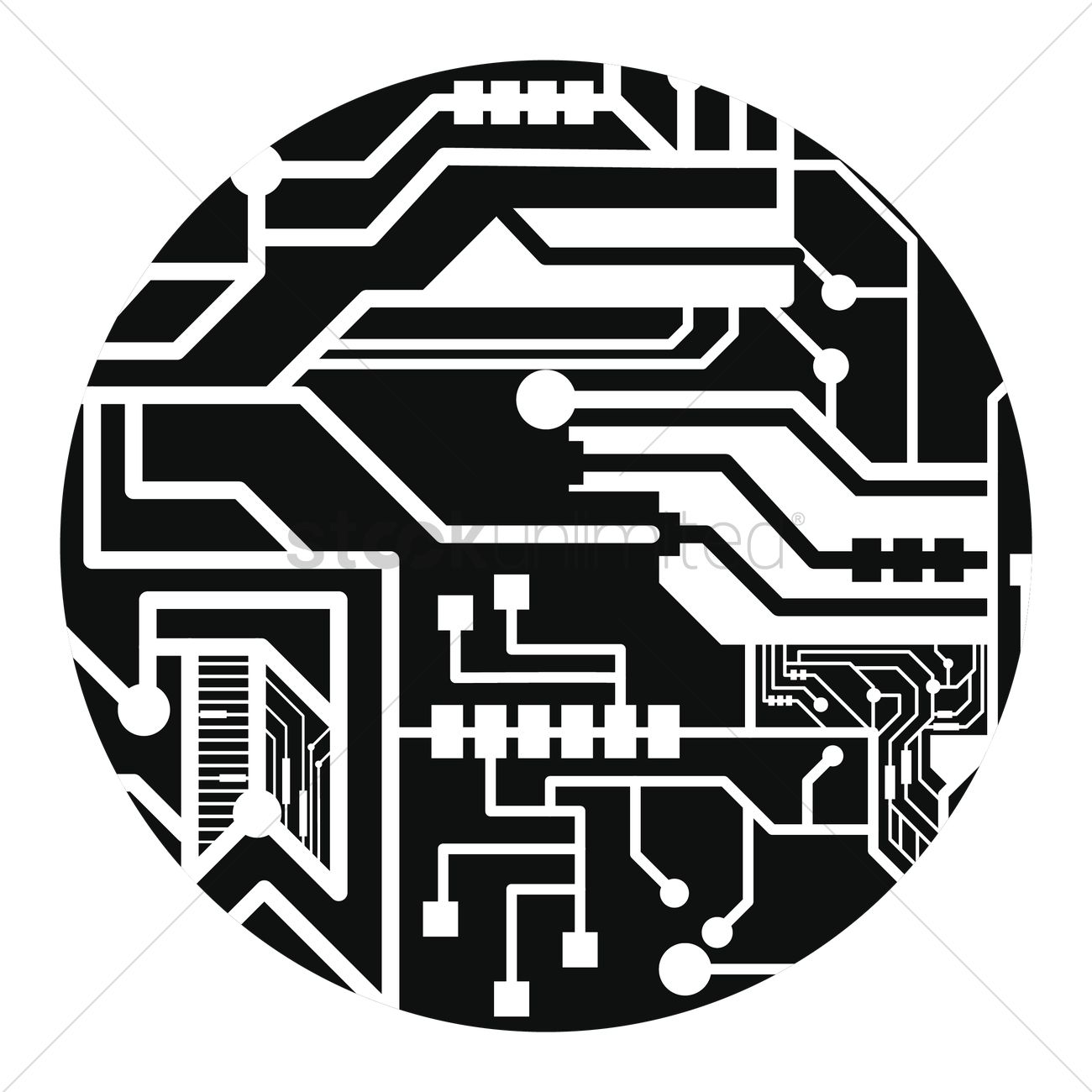 1300x1300 Circular Shape Circuit Vector Image