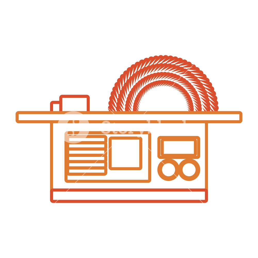 1000x1000 Flat Line Colored Table Circular Saw Over White Background Vector