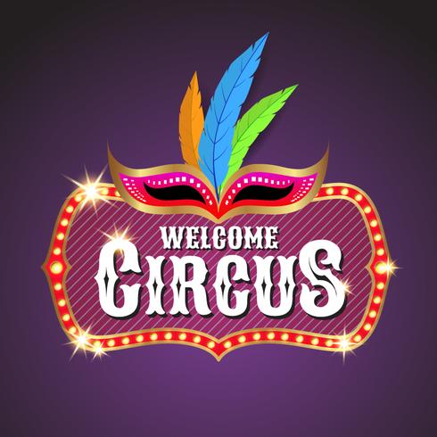 490x490 Circus Banner Background Design With Light Bulbs Frame