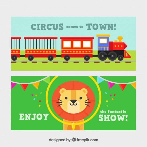 626x626 Circus Banners With A Train And A Nice Lion Free Vector Mickey