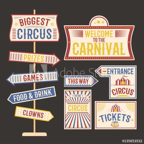 500x500 Circus Vintage Label Banner Vector Illustration.