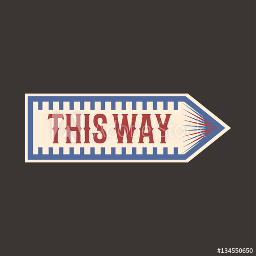 500x500 Circus Vintage This Way Arrow Label Banner Vector Illustration