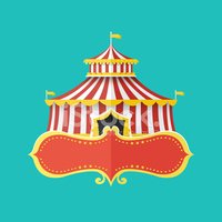200x200 Classical Circus Tent With Banner For Text, Vector Illustration