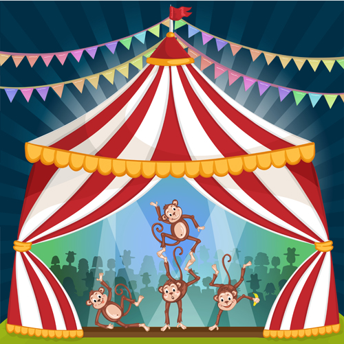 500x501 Cartoon Circus Tent And Animals Design Vector 07 Free Download